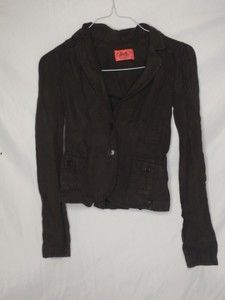 Juicy Couture Black Denim Jacket Blazer Size 0 Made In USA